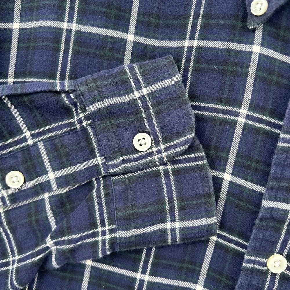 Vintage Ralph Lauren Shirt‎ Mens Medium Blue Green Plaid Tartan Blaire Oversized
